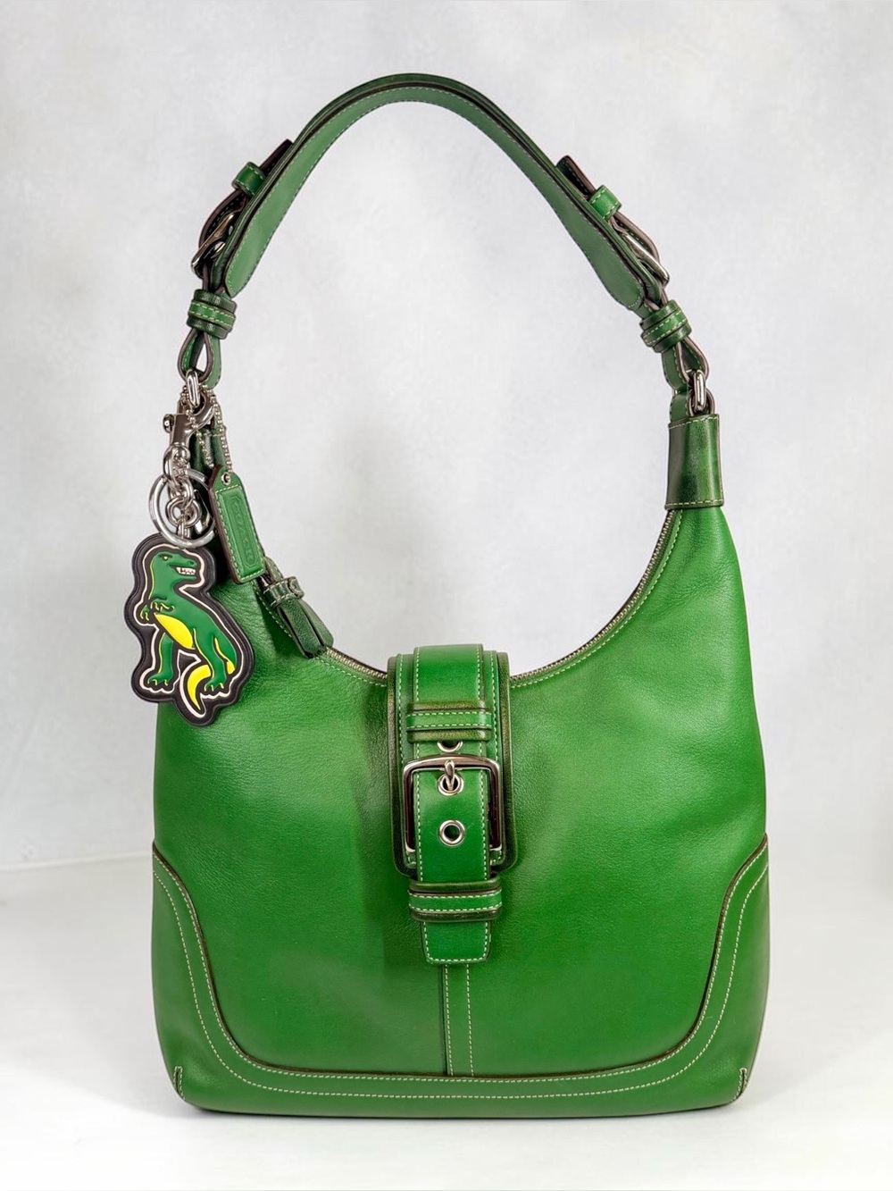 🍃 Rare Vintage Coach Soho Flap Ergo Shoulder Bag – Kelly Green Purse - Picture 2 of 16